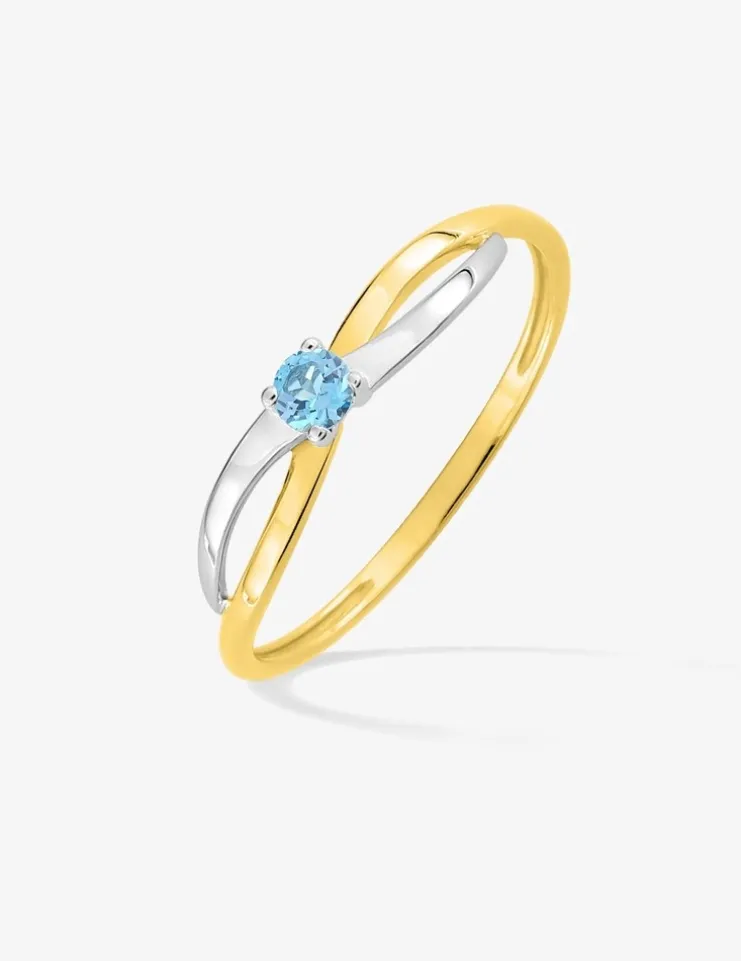 Bague fantaisie bicolore or 375‰, topaze SO OR