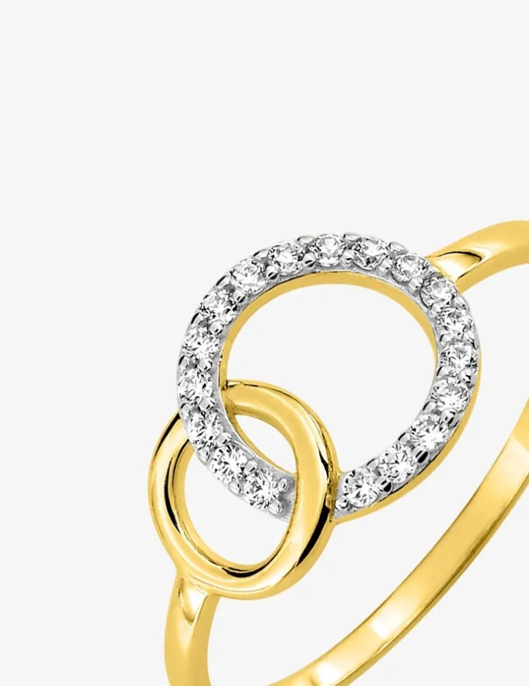 Bague fantaisie bicolore or 375 ‰ oxyde de zirconium SO OR
