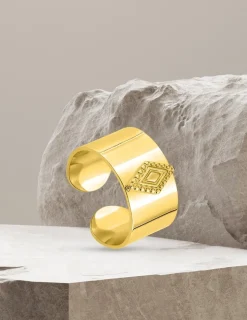 Bague fantaisie en acier doré taille ajustable SO OR