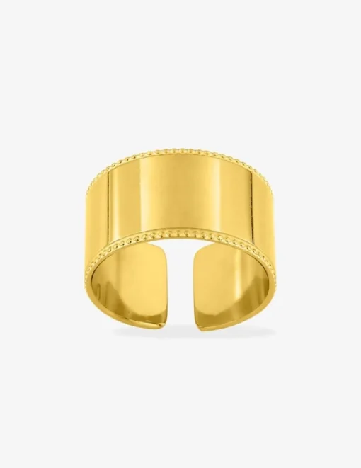 Bague fantaisie en acier doré taille ajustable SO OR
