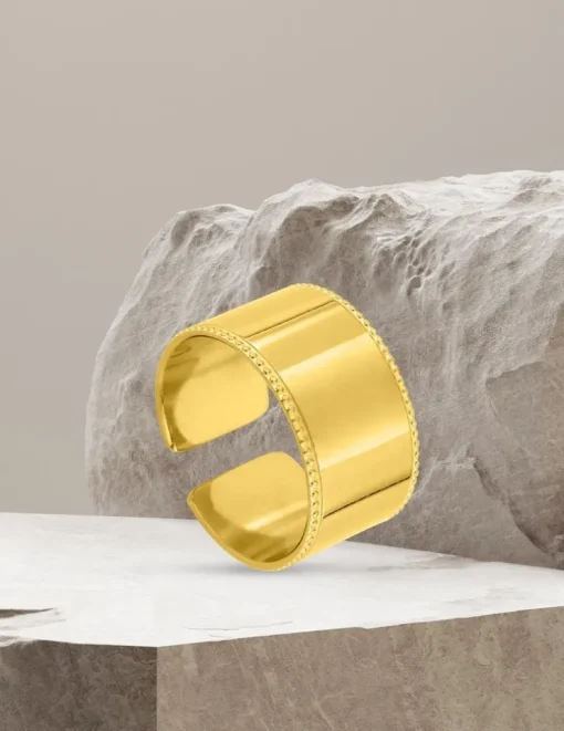 Bague fantaisie en acier doré taille ajustable SO OR