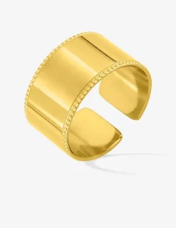 Bague fantaisie en acier doré taille ajustable SO OR