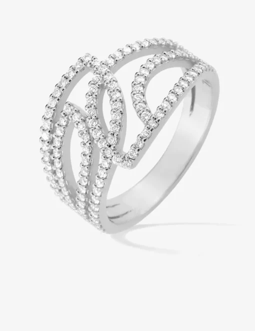 Bague fantaisie en argent 925‰ rhodié, oxyde de zirconium SO OR
