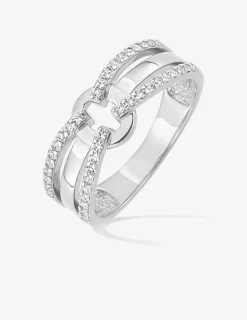 Bague fantaisie en argent 925 ‰ rhodié, oxydes de zirconium SO OR