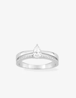 Bague fantaisie en argent 925 ‰ rhodié, oxyde de zirconium en amande SO OR