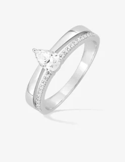 Bague fantaisie en argent 925 ‰ rhodié, oxyde de zirconium en amande SO OR