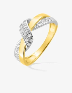 Bague fantaisie en or jaune 750 ‰, rhodium et oxyde de zirconium SO OR