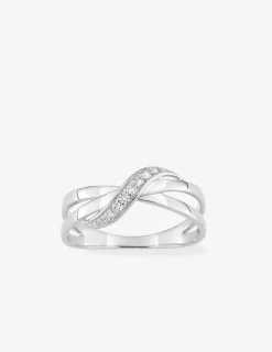 Bague fantaisie entrelacée argent rhodié 925 ‰ et oxyde de zirconium SO OR