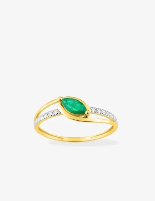 Bague fantaisie émeraude et rhodium SO OR