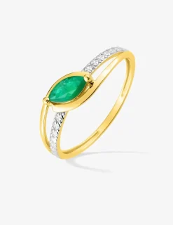 Bague fantaisie émeraude et rhodium SO OR