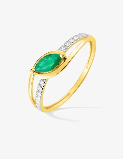 Bague fantaisie émeraude et rhodium SO OR