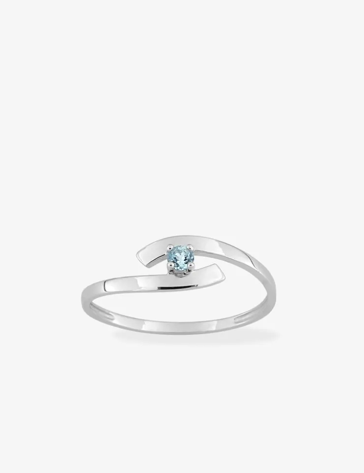 Bague fantaisie or blanc 375‰, topaze SO OR