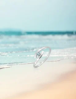 Bague fantaisie or blanc 375‰, topaze SO OR