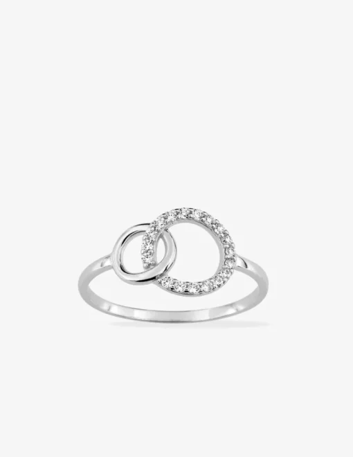 Bague fantaisie or blanc 375 ‰ oxyde de zirconium SO OR