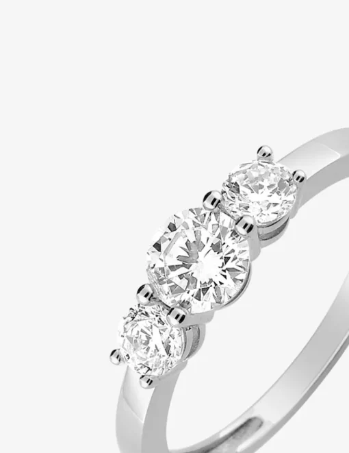 Bague fantaisie or blanc 375 ‰ oxyde de zirconium SO OR