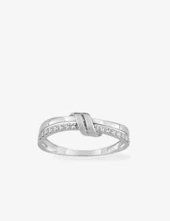 Bague fantaisie or blanc 375 ‰ oxyde de zirconium SO OR