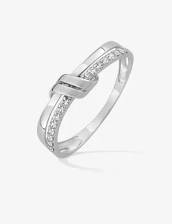 Bague fantaisie or blanc 375 ‰ oxyde de zirconium SO OR