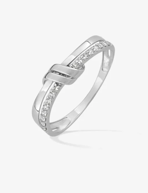Bague fantaisie or blanc 375 ‰ oxyde de zirconium SO OR