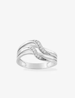 Bague fantaisie or blanc 375 ‰ oxyde de zirconium SO OR