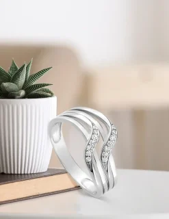 Bague fantaisie or blanc 375 ‰ oxyde de zirconium SO OR