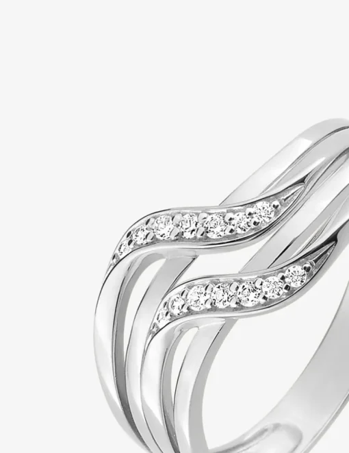 Bague fantaisie or blanc 375 ‰ oxyde de zirconium SO OR