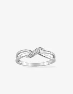 Bague fantaisie or blanc 375 ‰ oxyde de zirconium SO OR