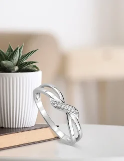 Bague fantaisie or blanc 375 ‰ oxyde de zirconium SO OR