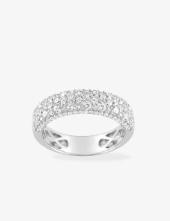 Bague fantaisie or blanc 375‰ et pavage oxyde de zirconium SO OR