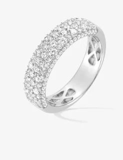 Bague fantaisie or blanc 375‰ et pavage oxyde de zirconium SO OR
