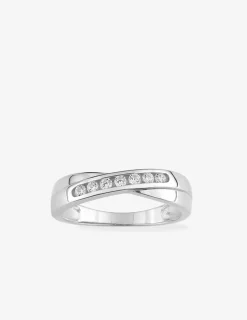 Bague fantaisie or blanc 375‰ et oxyde de zirconium SO OR