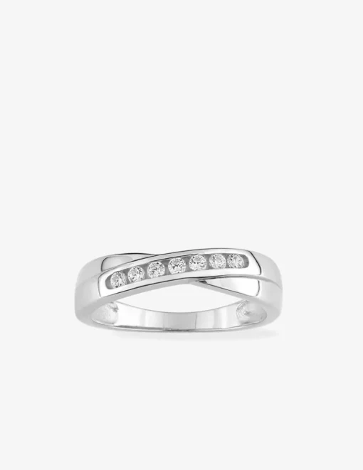 Bague fantaisie or blanc 375‰ et oxyde de zirconium SO OR