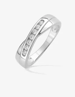 Bague fantaisie or blanc 375‰ et oxyde de zirconium SO OR