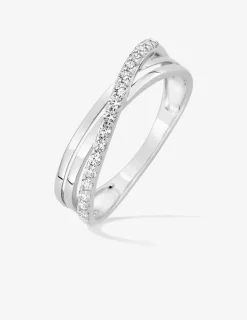 Bague fantaisie or blanc 375‰ et oxyde de zirconium SO OR