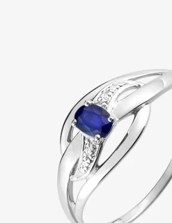 Bague fantaisie or blanc 750‰ et saphir SO OR