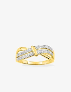 Bague fantaisie or jaune 375 ‰ oxyde de zirconium, rhodium SO OR