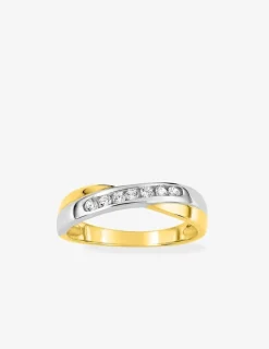 Bague fantaisie or jaune 375‰ rhodium et oxyde de zirconium SO OR
