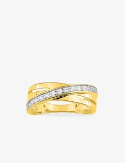Bague fantaisie or jaune 375‰ rhodium et oxyde de zirconium SO OR
