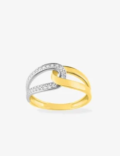 Bague fantaisie or jaune 375‰ rhodium et oxyde de zirconium SO OR