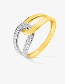 Bague fantaisie or jaune 375‰ rhodium et oxyde de zirconium SO OR
