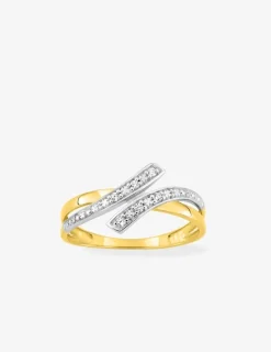 Bague fantaisie or jaune 375 ‰ oxyde de zirconium, rhodium SO OR
