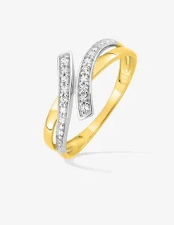 Bague fantaisie or jaune 375 ‰ oxyde de zirconium, rhodium SO OR