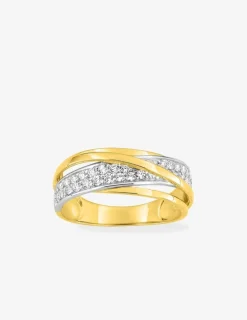 Bague fantaisie or jaune 375‰ rhodium et oxyde de zirconium SO OR