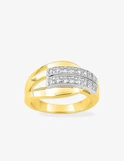 Bague fantaisie plaqué or, rhodium et oxydes de zirconium SO OR
