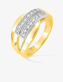 Bague fantaisie plaqué or, rhodium et oxydes de zirconium SO OR