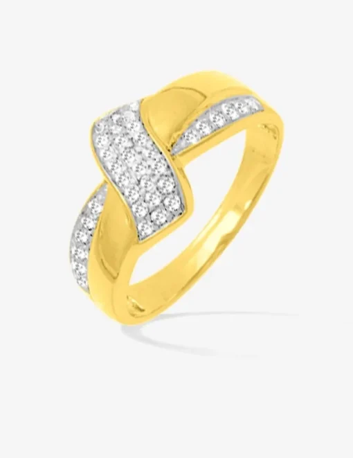 Bague fantaisie plaqué or, rhodium et oxydes de zirconium SO OR