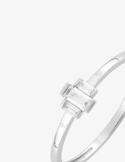 Bague fantaisie solitaire or blanc 750 ‰, oxyde de zirconium SO OR