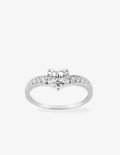 Bague fantaisie solitaire accompagné or blanc 375 ‰ oxydes de zirconium SO OR