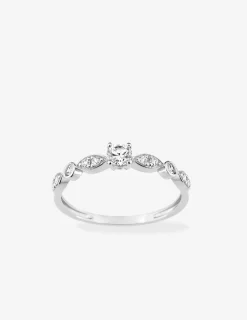 Bague fantaisie solitaire accompagné or blanc 375 ‰ et oxydes de zirconium SO OR