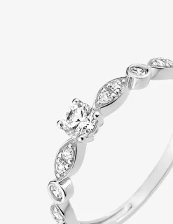 Bague fantaisie solitaire accompagné or blanc 375 ‰ et oxydes de zirconium SO OR