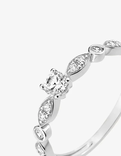 Bague fantaisie solitaire accompagné or blanc 375 ‰ et oxydes de zirconium SO OR